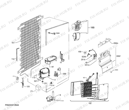 Взрыв-схема холодильника Aeg SCE81816TC - Схема узла Cooling system 017
